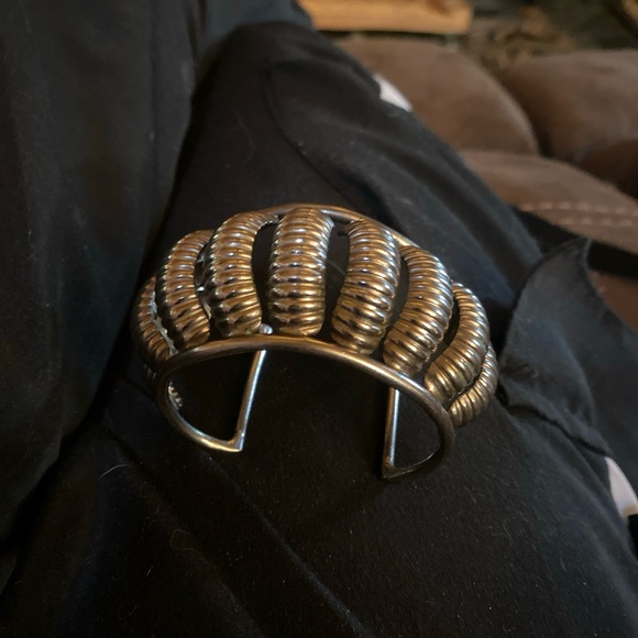 Gold Ribbed Cuff Bracelet - Picture 4 of 6